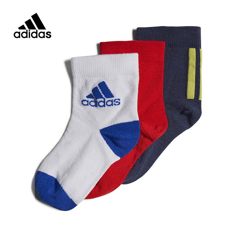 yykids adidas阿迪达斯男大童袜子2022冬季新款三双装袜子童袜儿童袜HM2313 HM2313 XS