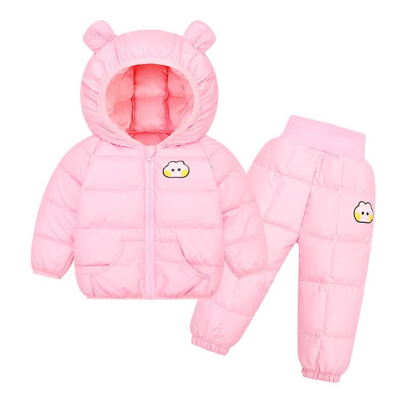 宁悠羽绒服婴儿分体婴儿衣服冬季羽绒棉服外套棉衣套装男女宝宝 粉色