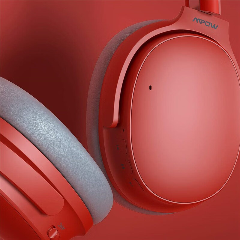 Mpow 头戴式无线蓝牙耳机H10 主动降噪 可调节折叠 HIFI 便携时尚 出街必备 红色主图2