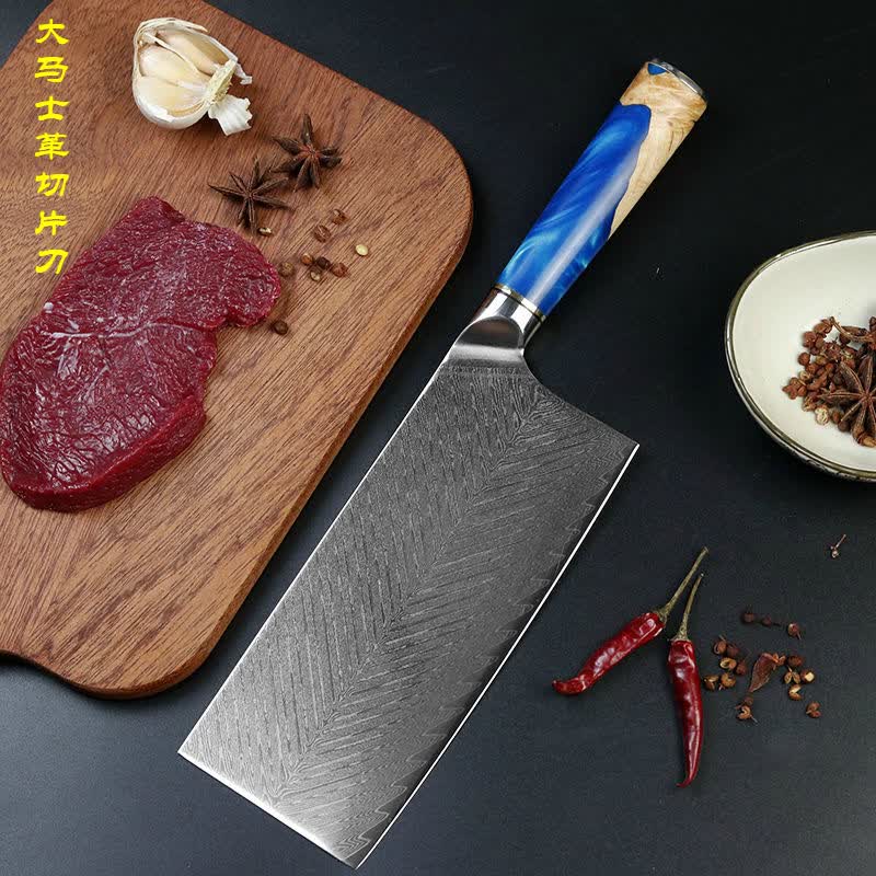 手工锻打67层大马士革钢vg10菜刀中式厨师刀超快锋利切片刀家用切肉刀