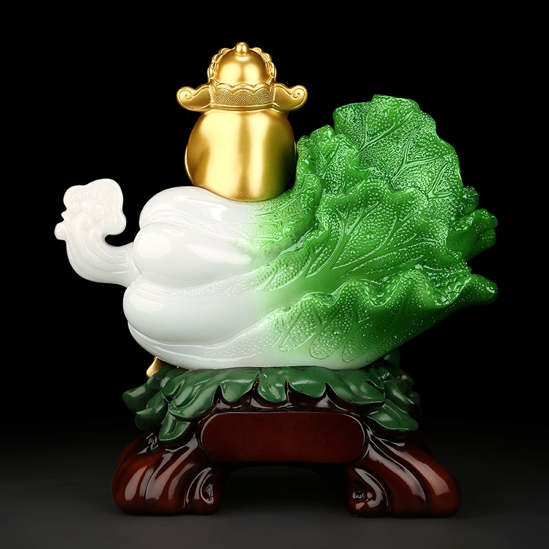 吉善堂 坐拥百财白菜财神爷客厅摆件 工艺品乔迁新居开业礼品办公室