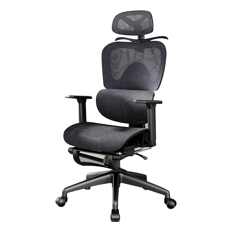 习格(XIGE)电脑椅子办公椅舒适久坐可躺人体工学椅办公室午休转椅座椅休闲电竞椅 黑框黑(进口特网坐垫+3D头枕+3D扶手+带脚托)