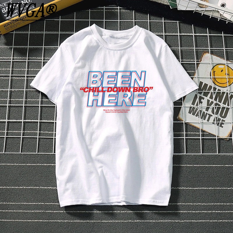 t恤男ins韩版潮流上衣宽松学生体恤港风情侣打底衫男 短袖(been)白色