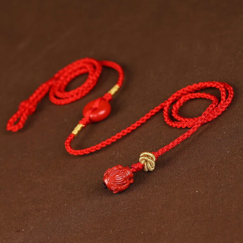 宝夏悦本命年腰带朱砂平安扣红绳腰链女手工编织雕刻财神编织红腰绳男