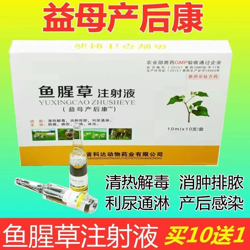 迅销益母产后康兽用兽药猪牛羊母猪产后消炎清热鱼腥草注射液针剂 1盒