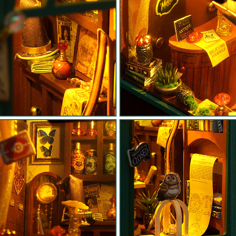 巧之匠diy手工礼物书立拼装拼图立体3d模型成人积木益智玩具木质摆件 魔法笔记+工具+LED灯【立体书立】