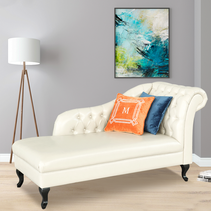 阳台沙发休闲美人榻小户型客厅贵妃榻皮艺躺椅美式轻奢休闲椅懒人沙发