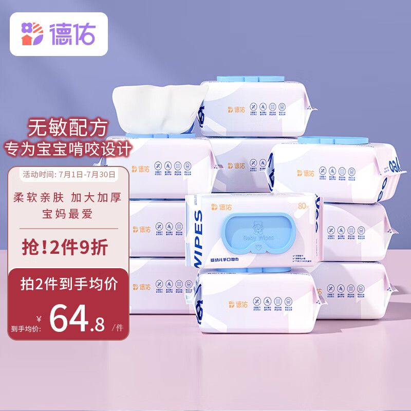 内幕评测德佑德佑80抽*12包手口湿巾婴儿湿纸巾真实体验诉说，追踪用户了解