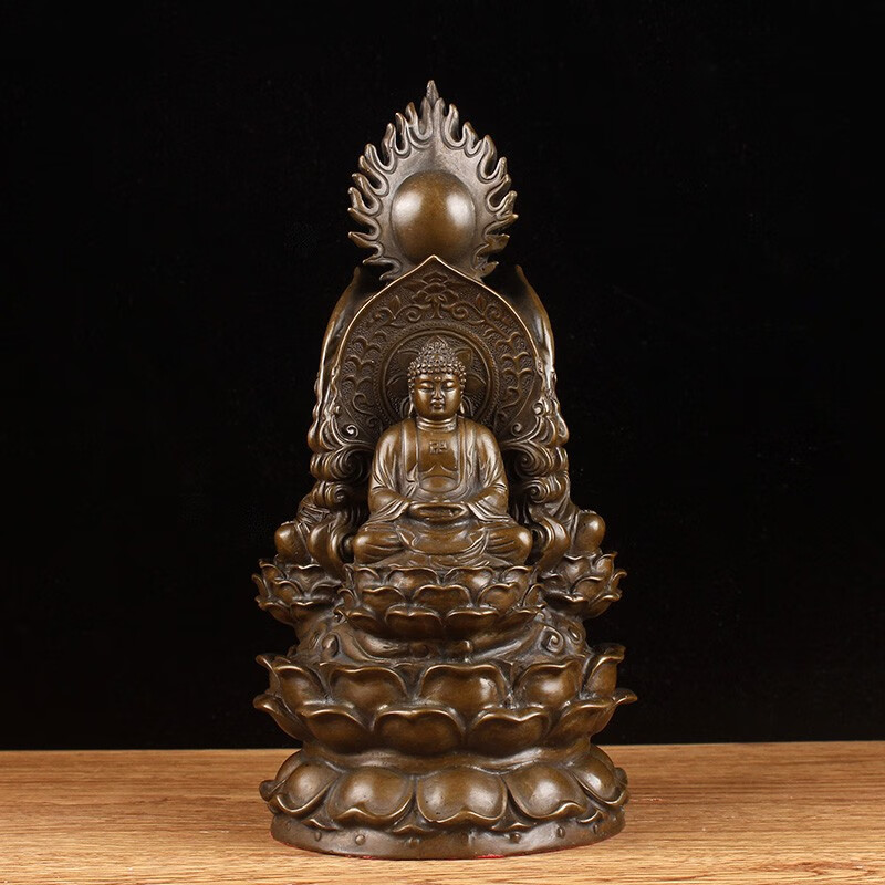 德佑堂铜三面佛摆件铜娑婆三圣如来佛释迦摩尼佛地藏王家居客厅佛堂