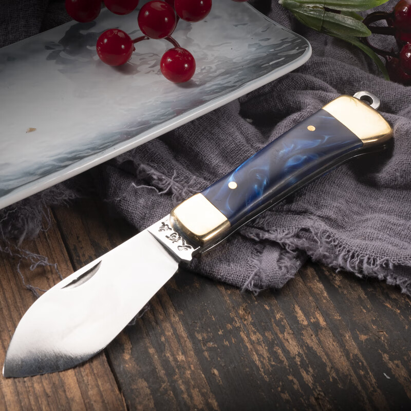 小刀非遗文化纯手工旅行锋利便携式户外加厚 深蓝色 大河家蓝色17cm-1