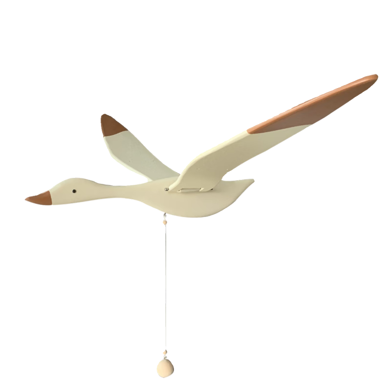 丹麦燕子空中吊饰大雁挂件会飞的海鸥平衡悬挂木制鸟装饰品