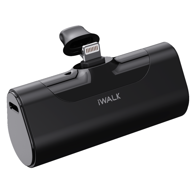 爱沃可（iWALK）迷你便携充电宝 直插式可爱移动电源口袋宝4代 黑色 适用苹果iPhone/X/XR/11/12手机