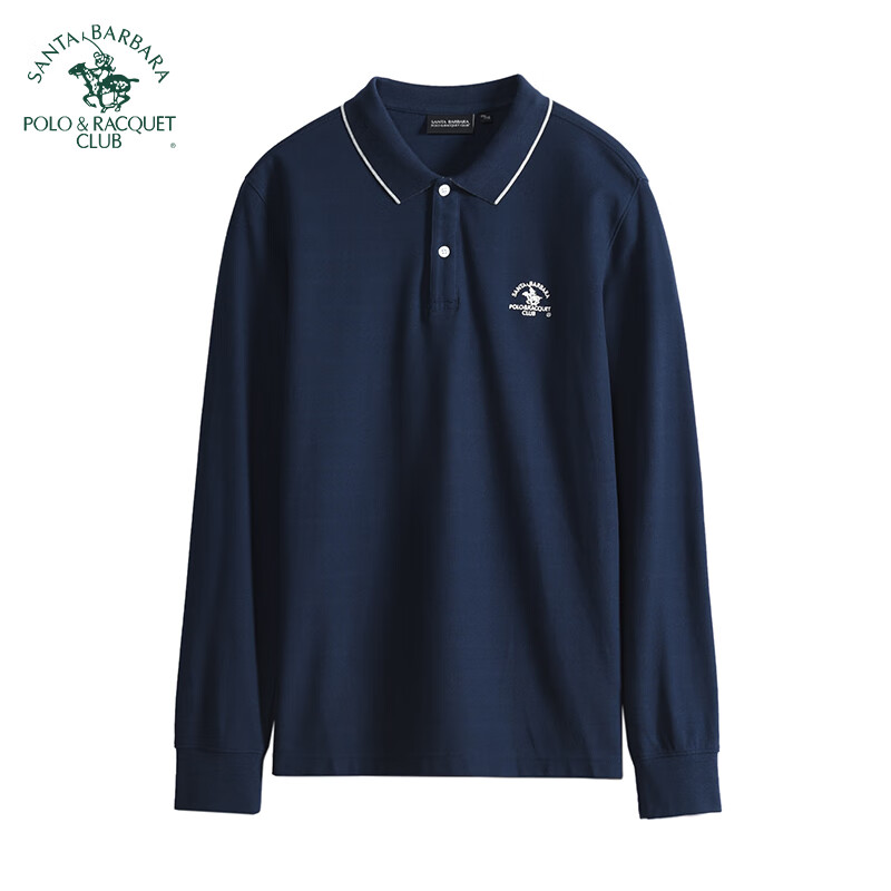 圣大保罗男装春夏全棉商务休闲修身polo翻领长袖纯色简约百搭t恤衫男