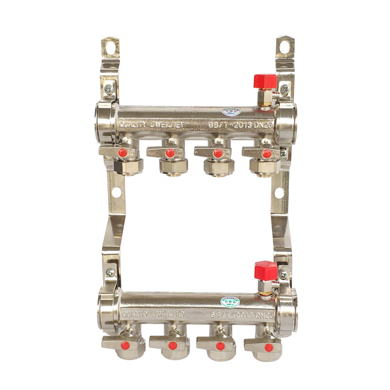 梦茜儿地暖分集水器水暖管地热管集水器铜一体锻压地热分水器工程f102