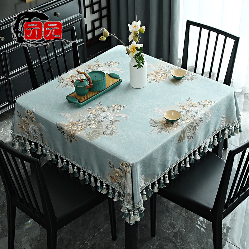中式桌布正方形八仙桌茶几台布感方桌餐桌布布艺麻将桌布盖布新品