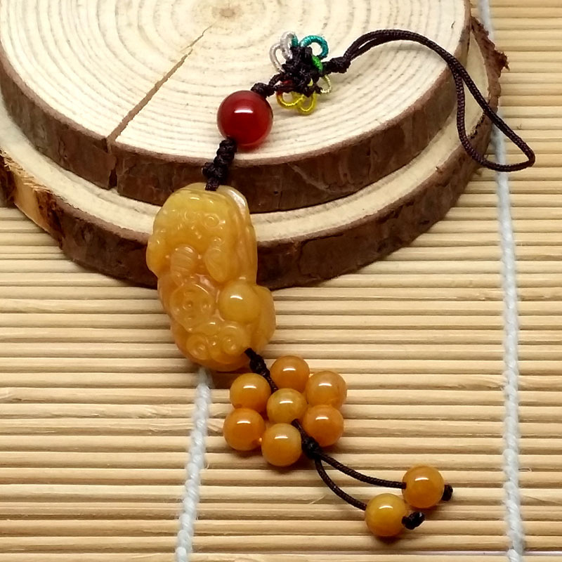 天然黄玉小貔貅七星阵手机链包包挂件u盘挂链 开运吉祥物鸿运当头