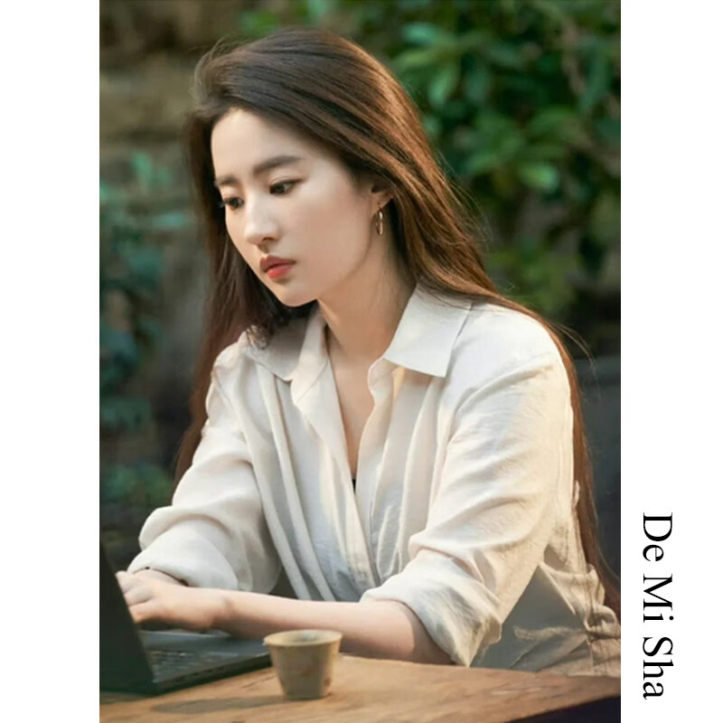 铭汇通刘亦菲同款衣服去有风的地方刘亦菲许同款白衬衫女春装女 白色