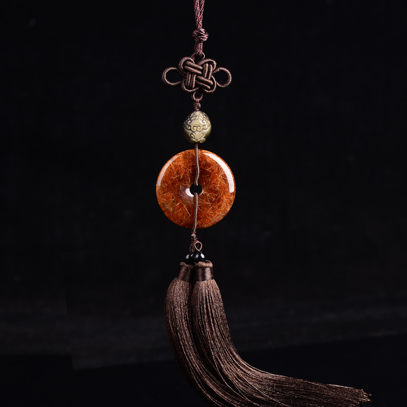 慈灵阁 金发晶貔貅汽车挂件 平安扣护主平安车内挂饰品水晶挂饰