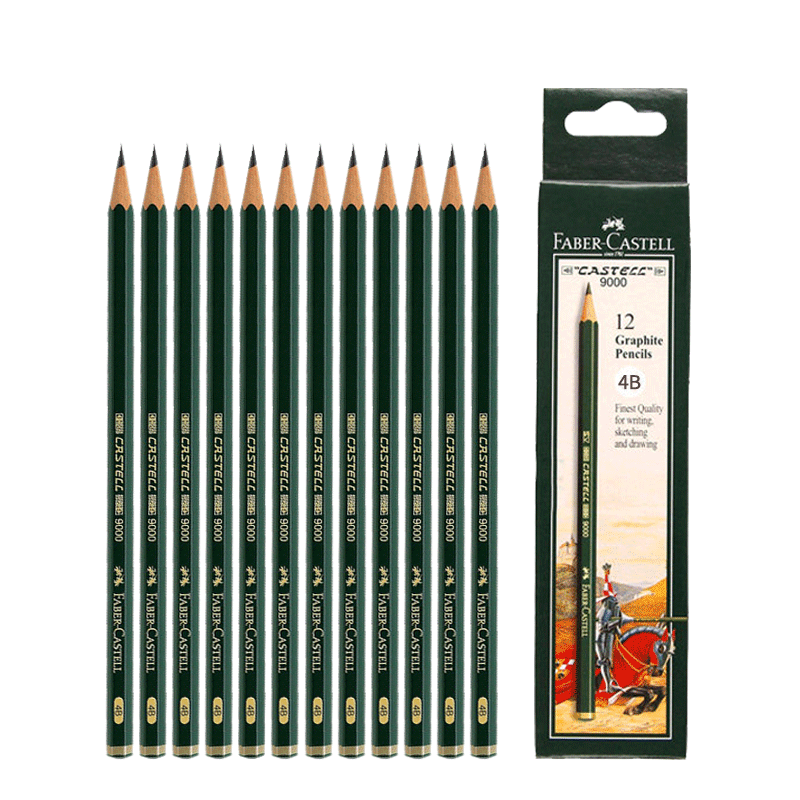 輝柏嘉（Faber-castell）9000素描鉛筆4B專業(yè)繪圖設(shè)計(jì)繪畫鉛筆成人美術(shù)學(xué)生初學(xué)者手繪專用12支裝美術(shù)寫生