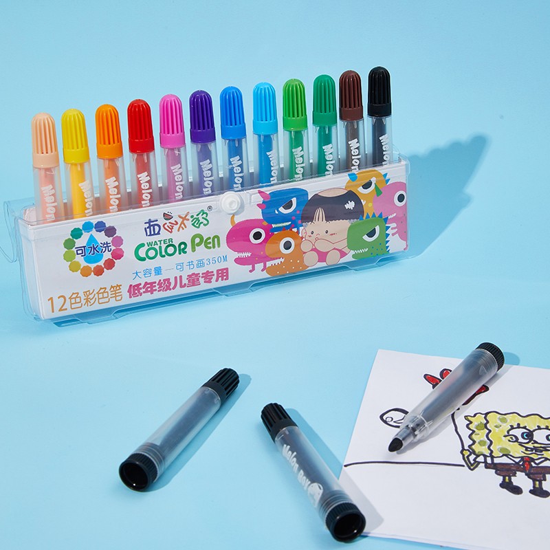 西瓜太郎 儿童大容量水彩笔套装36色系列幼儿园宝宝画笔安全可洗彩色