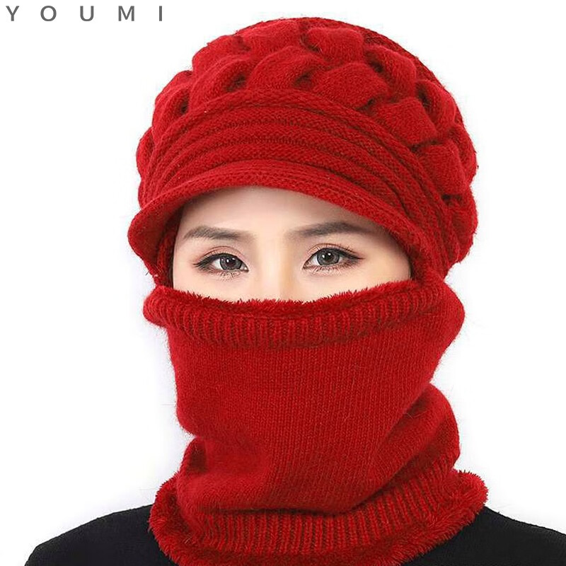 幽米冬天妈妈帽子女老太太加绒加厚保暖中老年奶奶秋冬季针织毛线冷帽