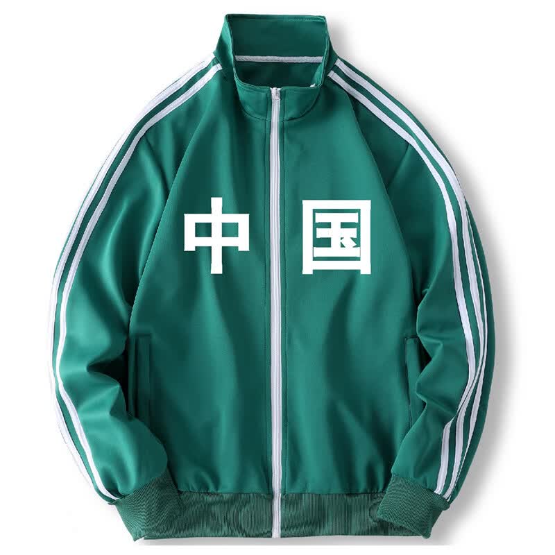 uxst吴京同款中国外套卫衣运动套装绿色班团服国潮开衫 绿色单衣中国