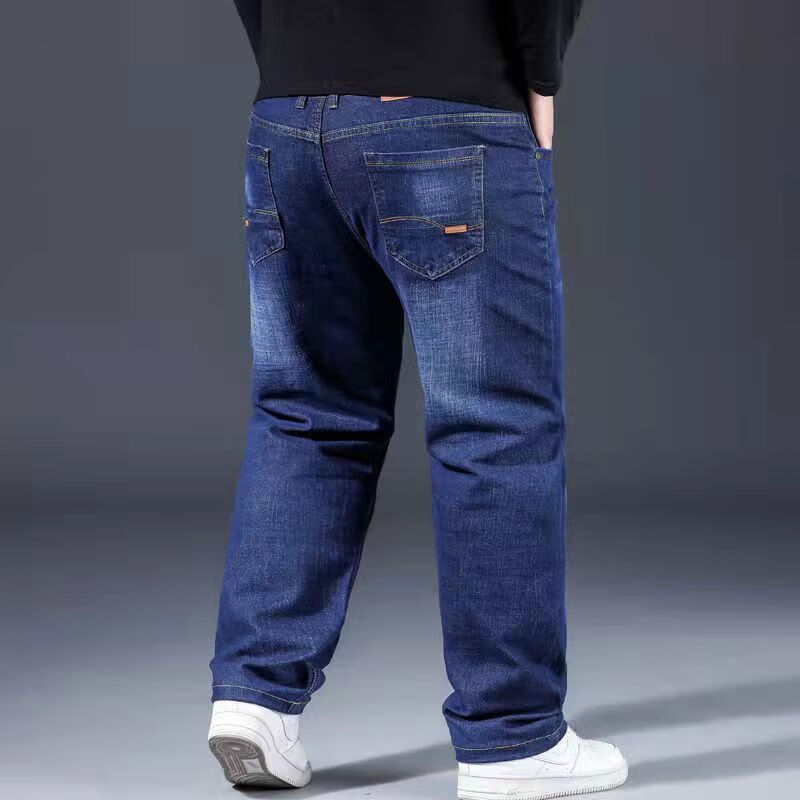 男裤牛仔裤男春秋款休闲男裤 021 蓝色 裤脚宽松弹力 50码【4尺腰围】