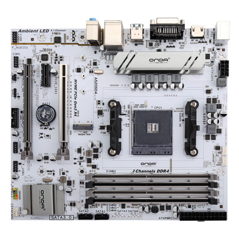 昂达（ONDA）A520SD4-W（AMD A520/Socket AM4）支持5600/5500/4500/4100 游戏娱乐主板