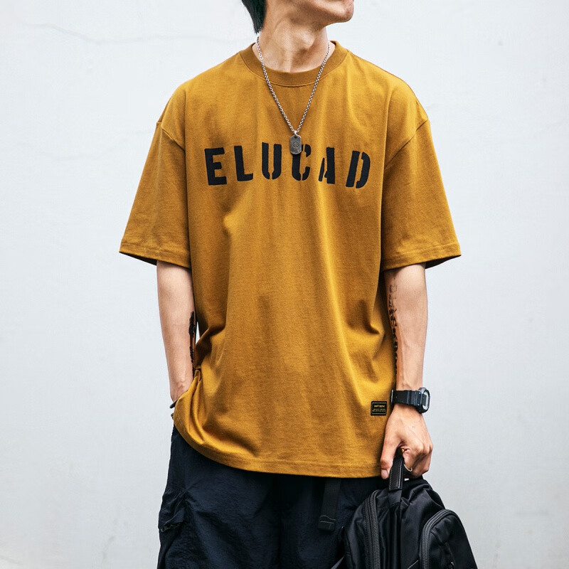 型曼日系简约字母印花短袖t恤男夏季宽松oversize纯棉t恤男潮半袖上衣