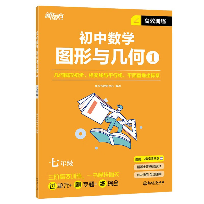 【新东方旗舰店】高效训练初中数学 七年级八年级九年级中考数学刷题同步代数几何统计辅导资料中考提分 图形与几何1 七年级