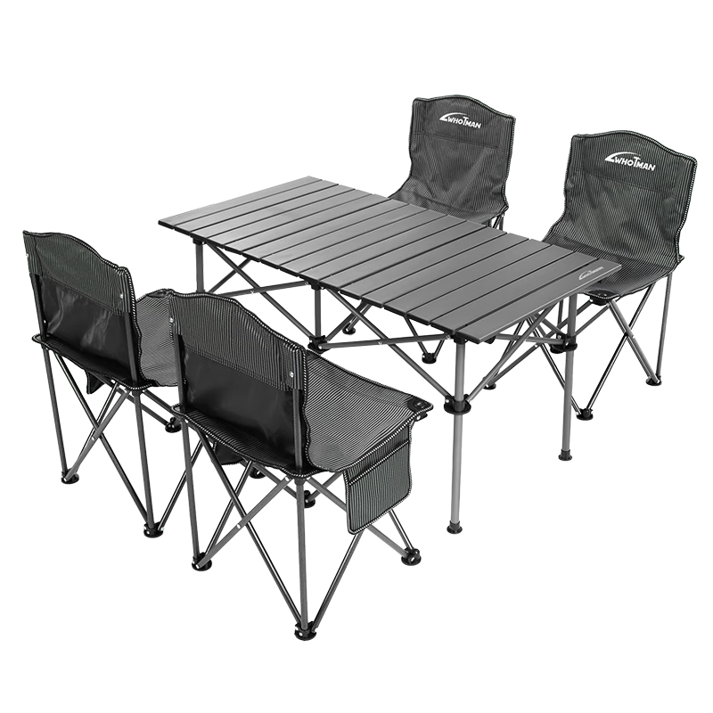 WhoTMAN 沃特曼 户外桌椅折一桌四椅  5件套 便携露营装备（自营）