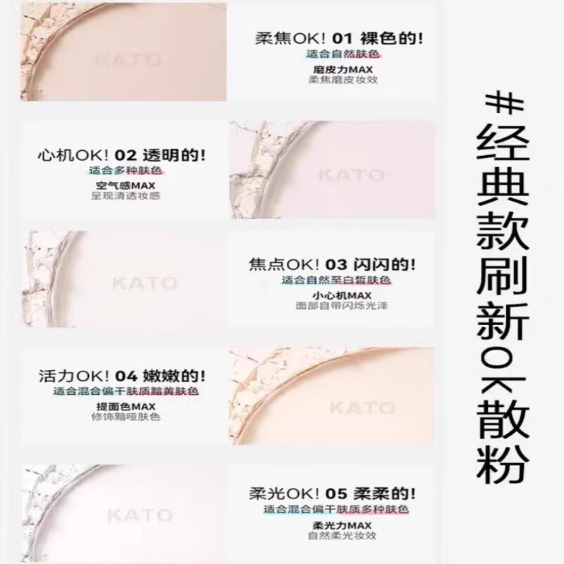 KATO-KATO散粉定妆粉干皮油皮控油持久防水不脱妆哑光粉饼正品化妆品 #01裸色【kato散粉】