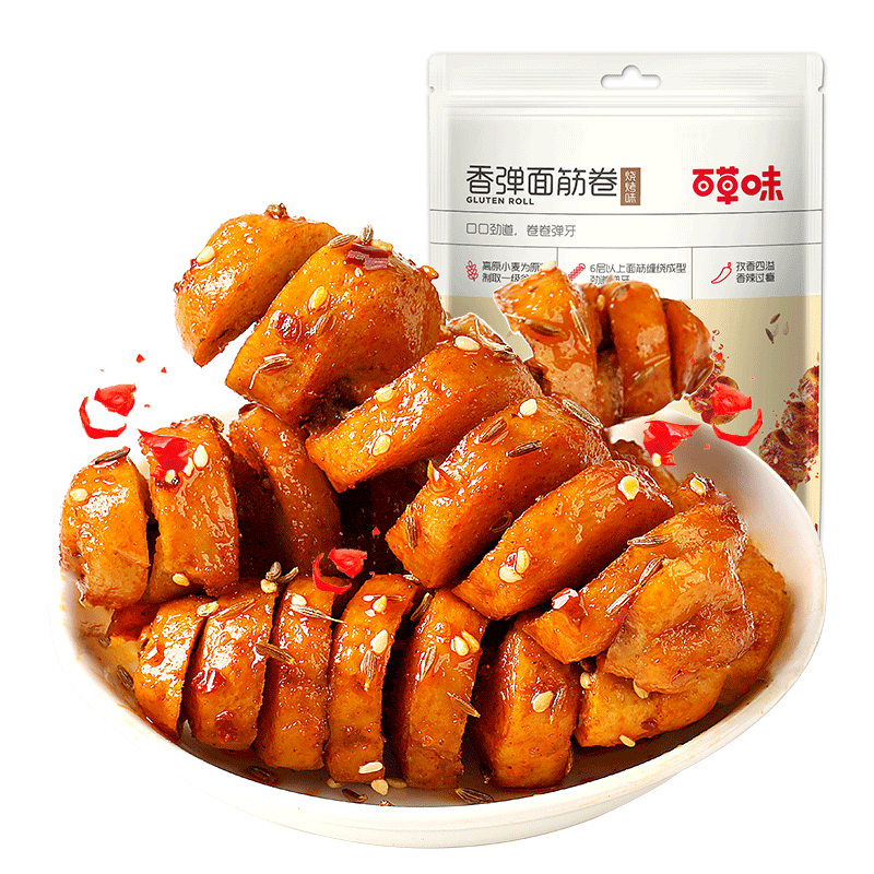 Be&Cheery 百草味 300减210_百草味 香弹面筋卷135g