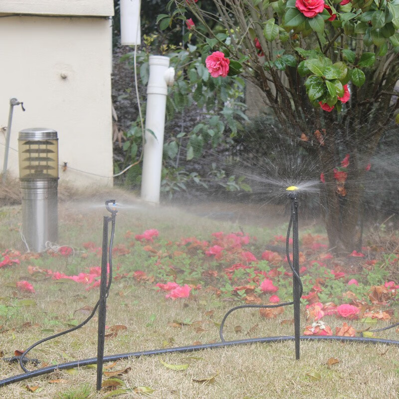 弘晨自动浇花器家庭花园天台菜地绿化带大棚定时浇水雾化洒水微喷滴灌 50米16毫米管子10个旋转喷头