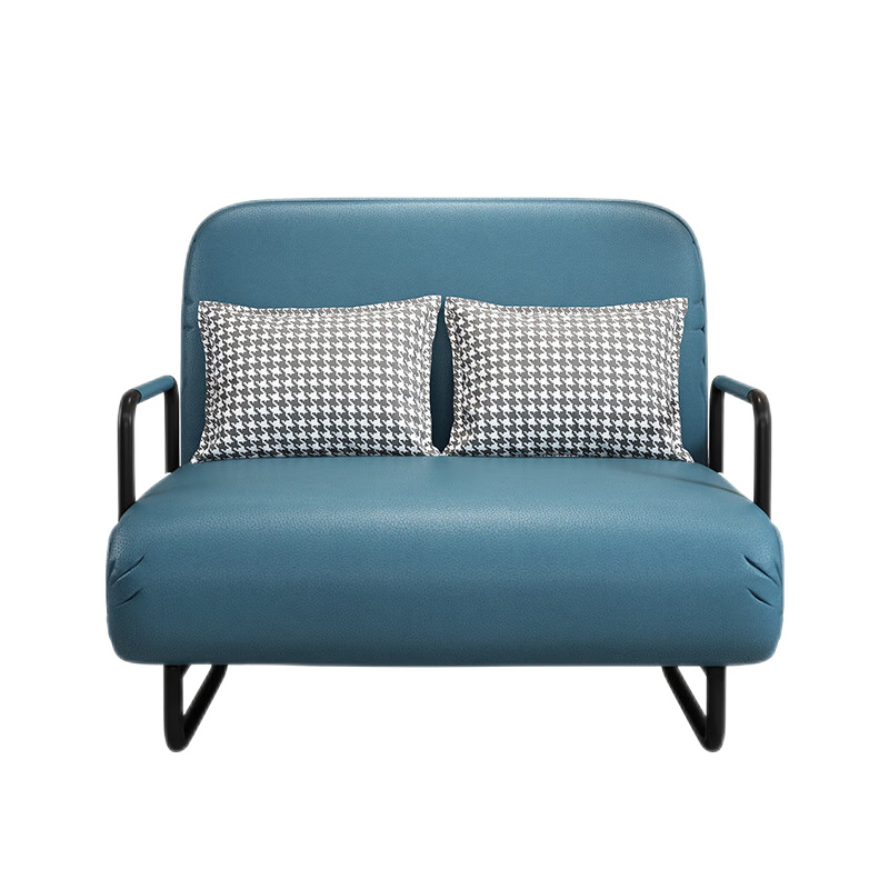 梦忆笙简约科技布可折叠两用多功能客厅书房双人单人小户型沙发床 蓝色【科技布】 60宽升级带抱枕