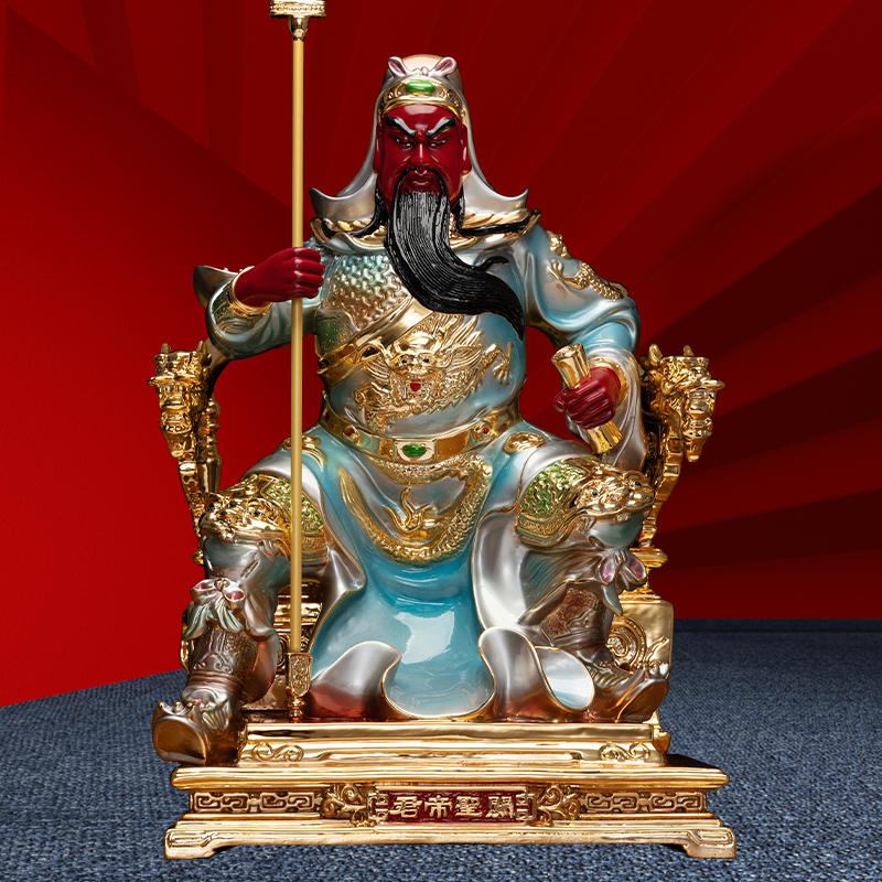 三漫陀坐椅关公全铜镶釉19寸关圣帝君神像关羽关二爷伽蓝菩萨佛像