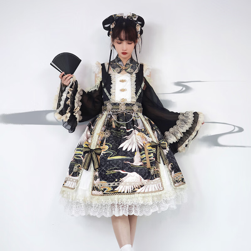 豹了个猫原创lolita中华风鹤卿遥遥op2.0洛丽塔连衣裙 黑色 S属于什么档次？