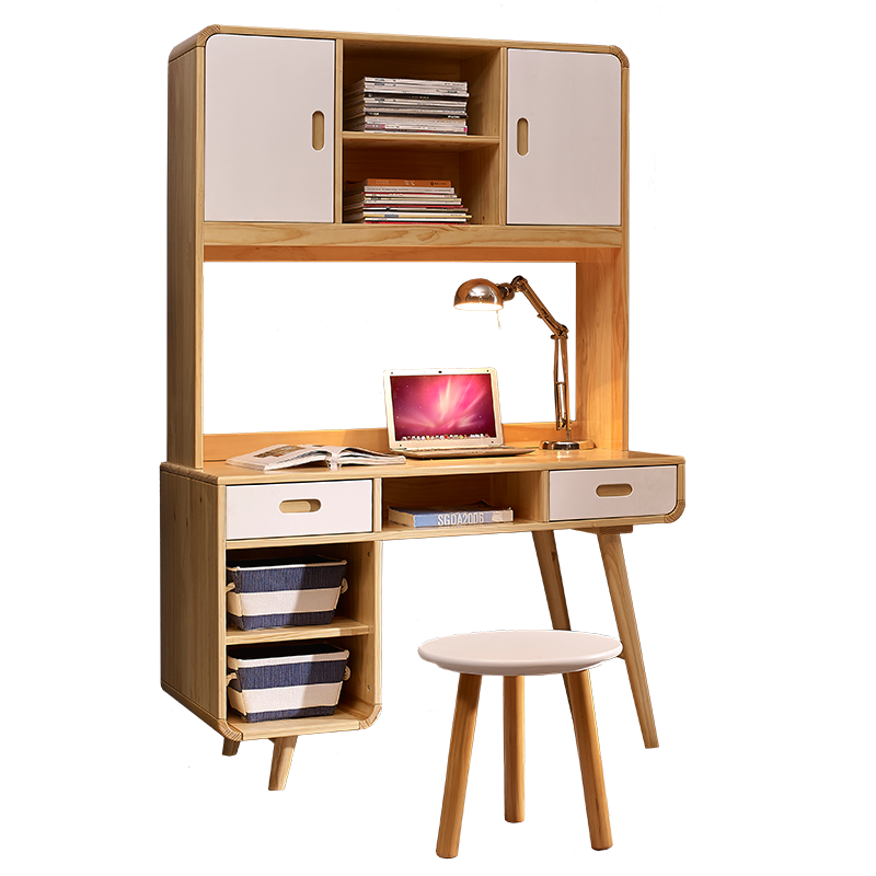 喜梦宝儿童书桌带书架学习桌家用全实木电脑桌书房写字桌门店同款 书桌+上架