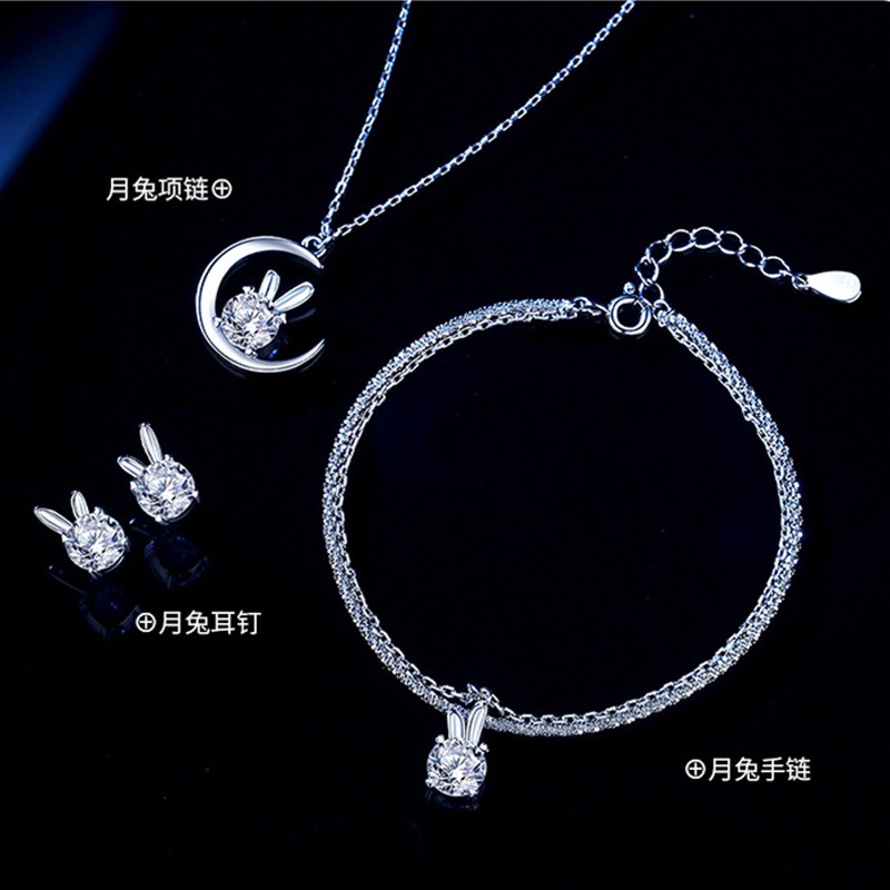 缔时尚月兔莫桑钻石银手链女士本命年玉兔子手环饰品生日礼物送女友老婆 SL007 月兔手链/一克拉莫桑石