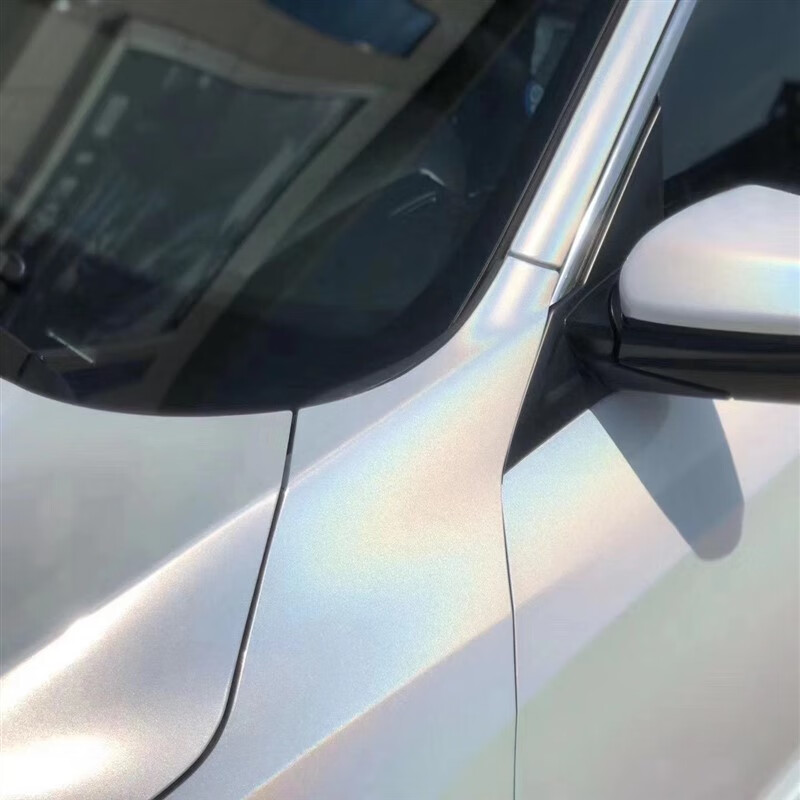 衣白色渐变珠光贴膜汽车全身改色贴膜陶瓷珍珠电光贴纸 七彩镭射白50