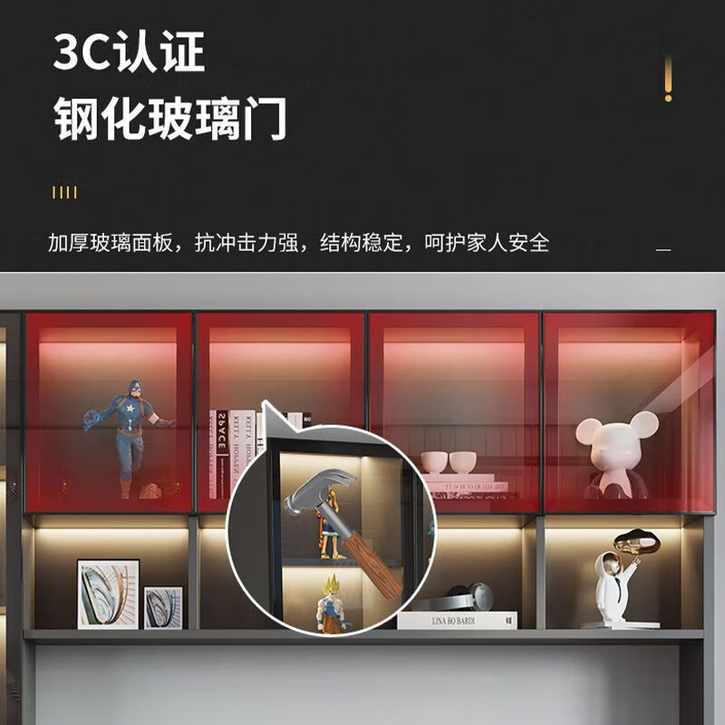 米聆2025新款家用书桌学生台式电脑桌轻奢现代书柜书桌一体桌双人轻奢 C款_长205深60高220cm