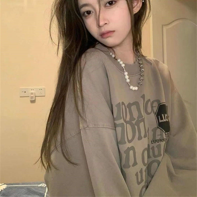 款卫衣女宽松春秋款情侣同款重磅男潮 棕色(图片色) 原图效果当天发货