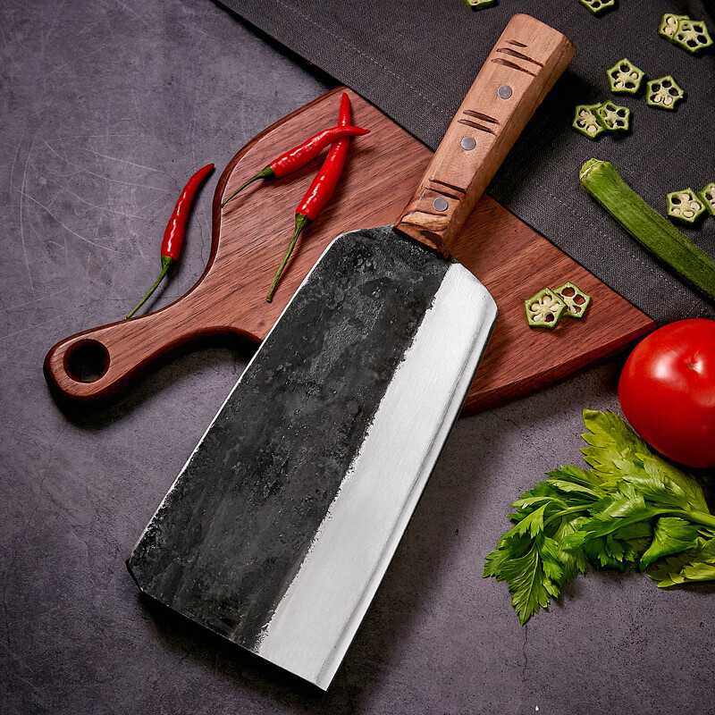 李麻子玄铁砍骨刀手工锻打夹钢斩骨剁骨刀加厚屠夫商专用杀猪剁肉刀