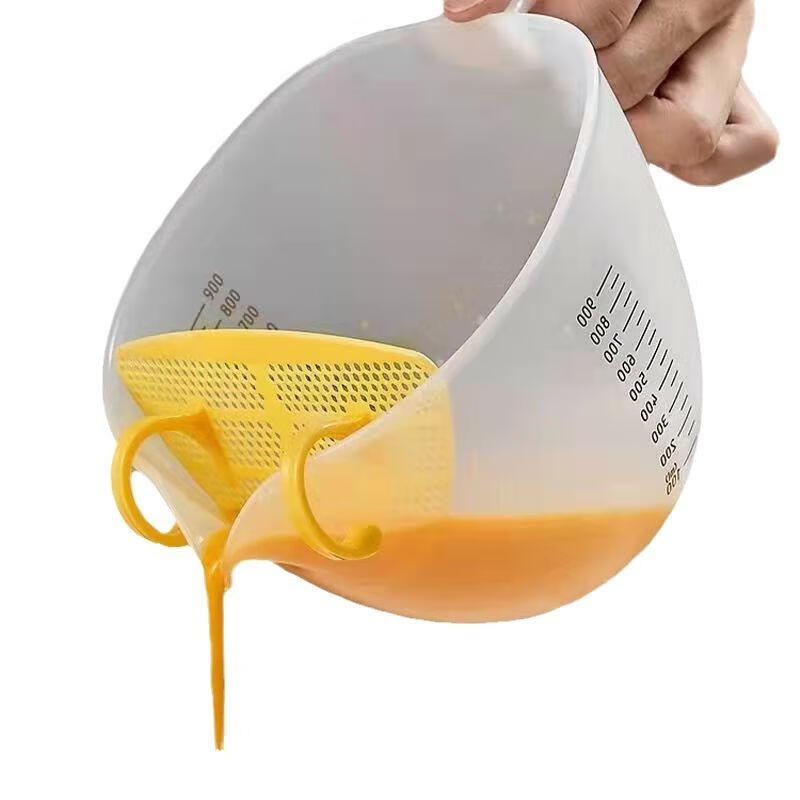【精选】蛋液过滤量杯带引流嘴打蛋碗烘焙带刻度量杯蛋液去筋过滤 【透明刻度】1000L毫升（1个装）