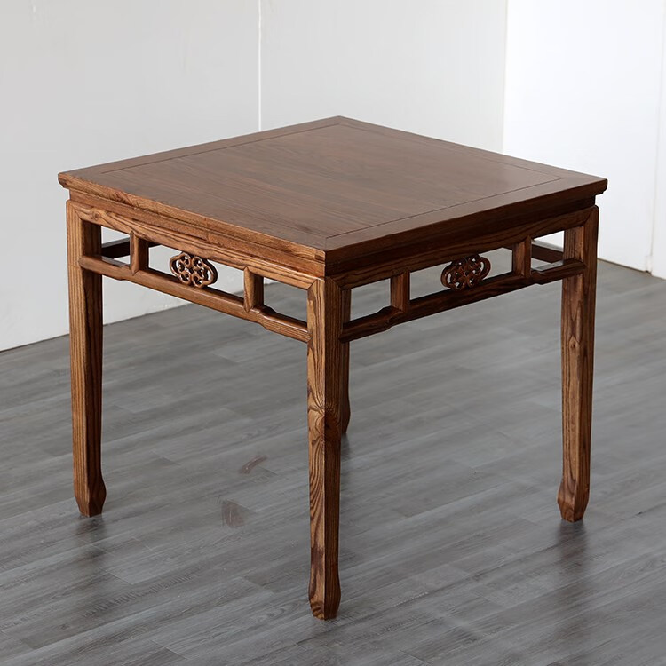 富茂宏 明清仿古餐桌 八仙桌榆木中式餐桌椅组合仿古实木小方桌 明清