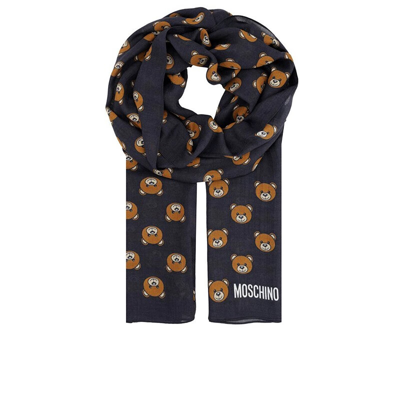 莫斯奇诺(moschino)围巾 男女通用莫代尔泰迪熊图案印花围巾 50111 m