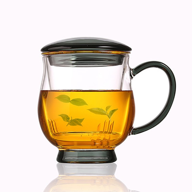 北大史（BEIDASHI）玻璃茶杯耐热加厚玻璃杯泡茶杯茶水分离花茶杯办公家用办公玻璃杯水杯 YH-102 绿 默认20