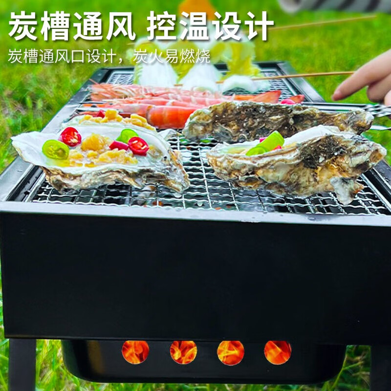 韩泊莉（HANBOLI）美妆工具 烧烤架家用木炭烧烤炉户外小型碳烤炉折叠抽拉炉 1个【方格烤网】
