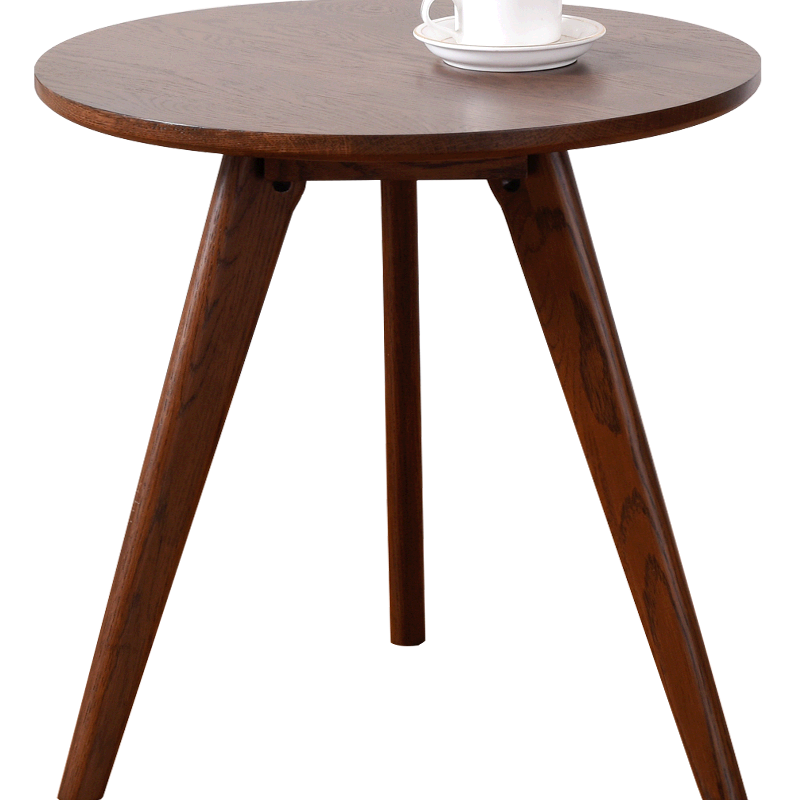 家逸(JIAYI)实木茶几小桌子北欧边几客厅边桌茶桌简约角几咖啡桌 圆腿大号胡桃色【橡胶木】