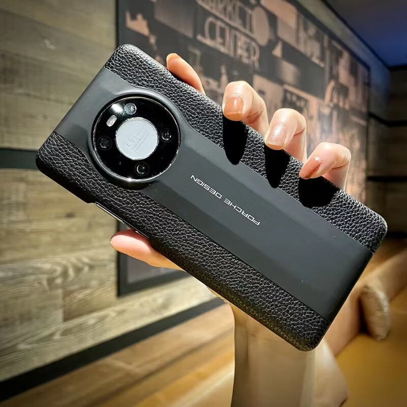 黑色 荔枝纹保时捷 华为 mate 50